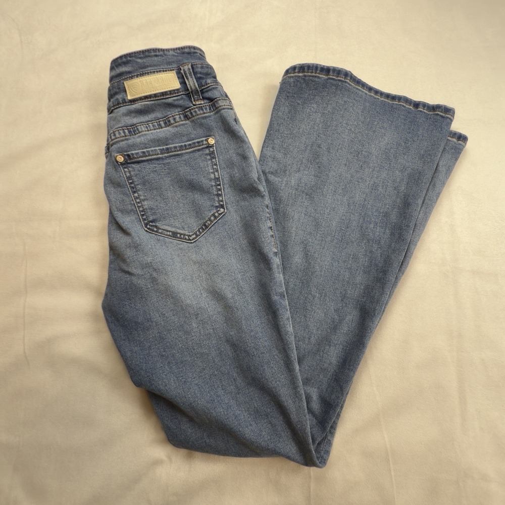 Rock N Roll Womens Denim Jeans Highrise Flare Button Fly 30 X 34 See Measurement